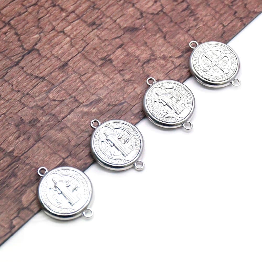 St Benedict Double-Hole Rosary Connector for handmade rosary and bracelet designs