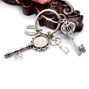 Horseshoe Flower Keychain Charm for DIY keyrings and rosary accessories