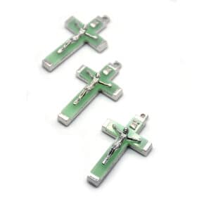 Green Glow Cross Pendant for Rosary DIY, Rosary Accessories商品图片 2