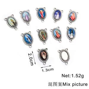 Portrait Triangle Rosary Connector with random portrait patterns