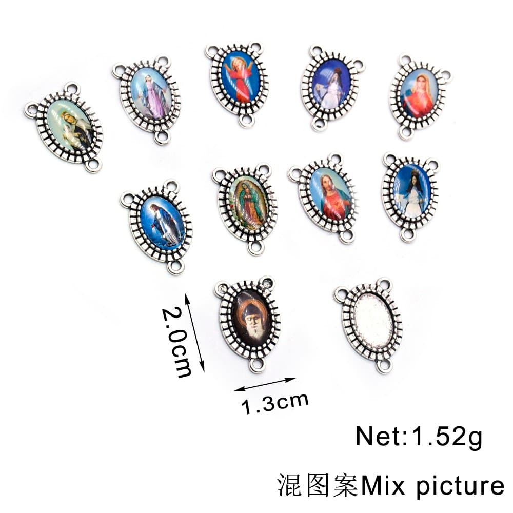 Portrait Triangle Rosary Connector with random portrait patterns