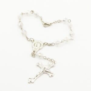 Cross Rosary Bracelet with cross accent and curved-pin bead detail