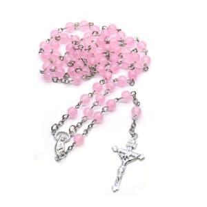 Pink Cross Bead Chain Necklace, Rosary Accessories product image 3