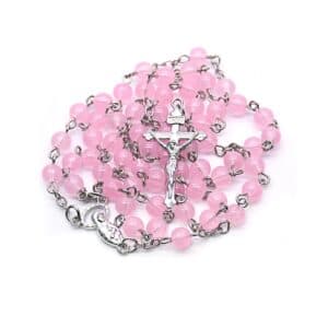 Pink Cross Bead Chain Necklace, Rosary Accessories product image 4