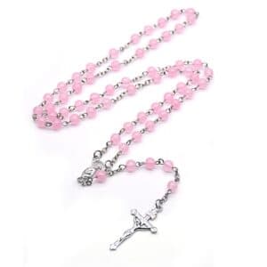 Pink Cross Bead Chain Necklace, Rosary Accessories product image 5
