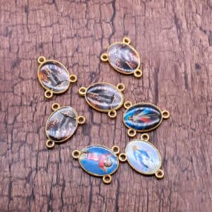 Gold Saint Image Three-Hole Rosary Connector with random designs