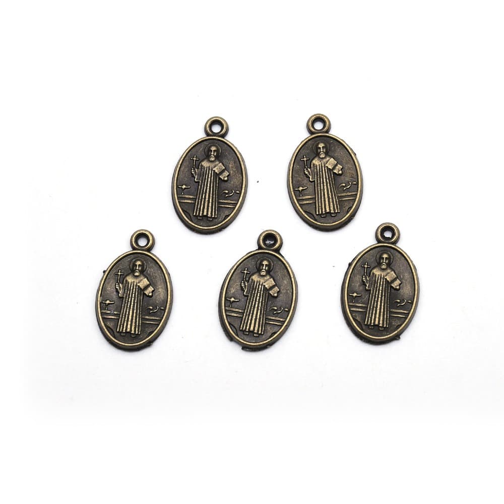 Saint Benedict Rosary Pendant in a vintage-style devotional charm design