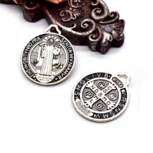 Black Saint Benedict Pendant Charm for DIY rosary and prayer necklace designs