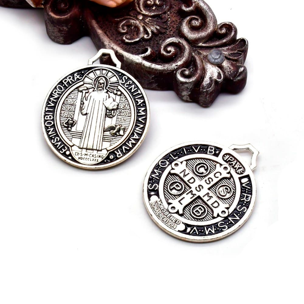Black Saint Benedict Pendant Charm for DIY rosary and prayer necklace designs