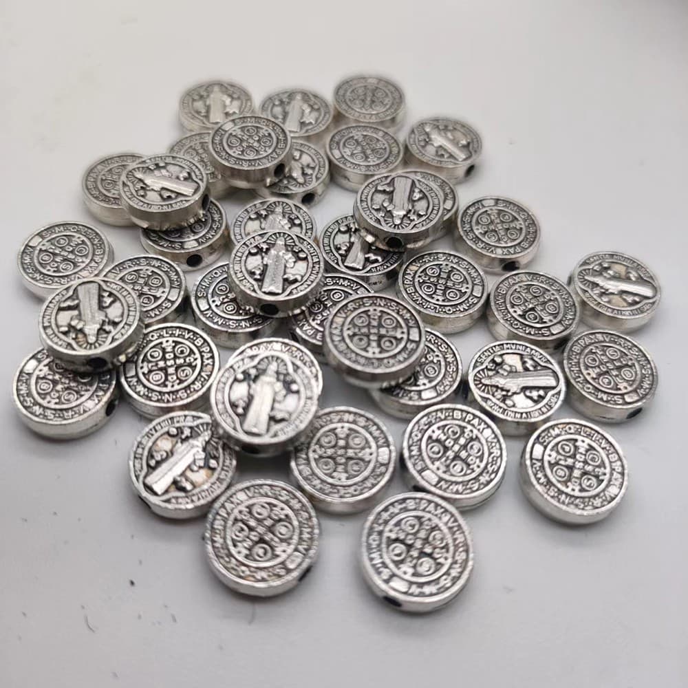 Saint Benedict Through-Hole Charm for handmade rosary, necklace, and bracelet designs