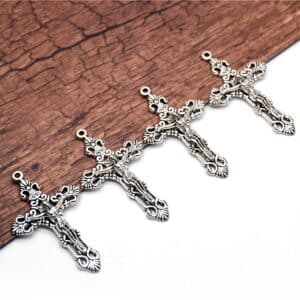 Vintage Silver Cross Rosary Necklace Charm, Rosary Accessories商品图片 3