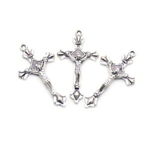 Antique Silver Cross Pendant for Rosaries for handmade devotional necklace projects