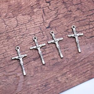 Vintage Silver Cross Prayer Necklace Pendant, Rosary Accessories商品图片 2