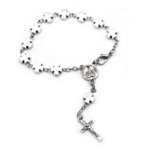 Vintage Cross Bead Rosary Bracelet with cross accents and beads