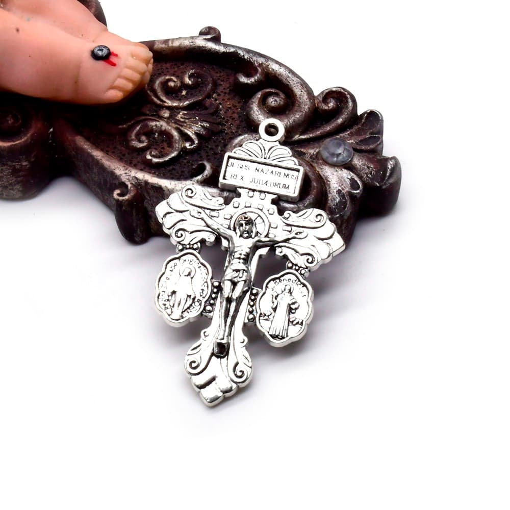 Devotional Crucifix Pendant featuring sacred figures