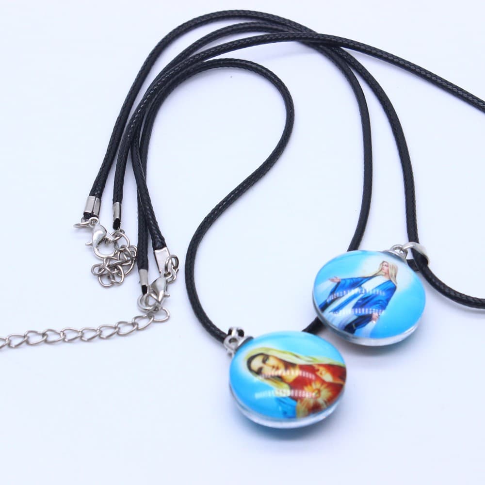 Double-Sided Crucifix Pendant Necklace with figure imagery on both sides