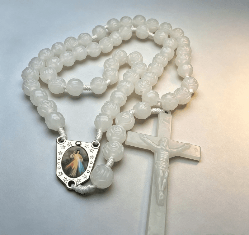 Glow in the Dark Wall Rosary Cross for Prayerful Decor, Religious Jewelry product image