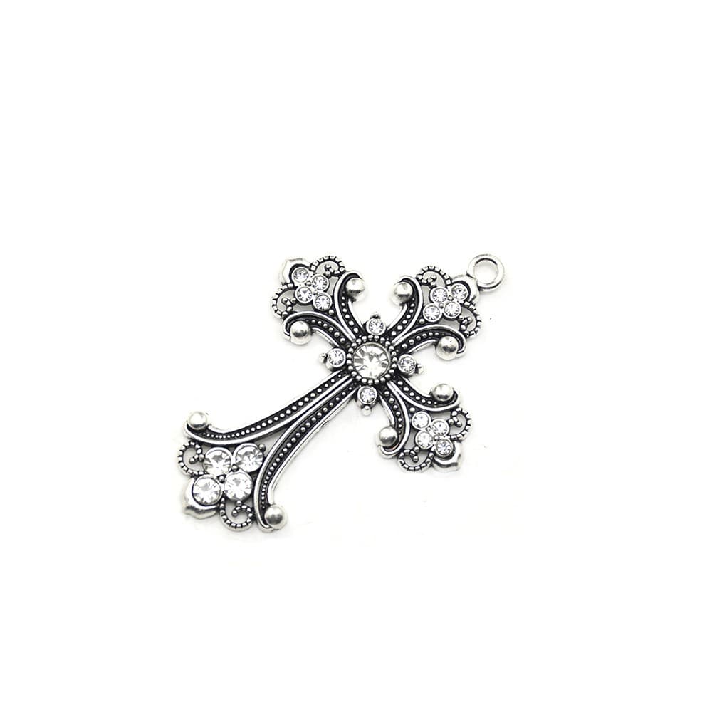 Vintage Sparkling Cross Pendant with ornate decorative detailing
