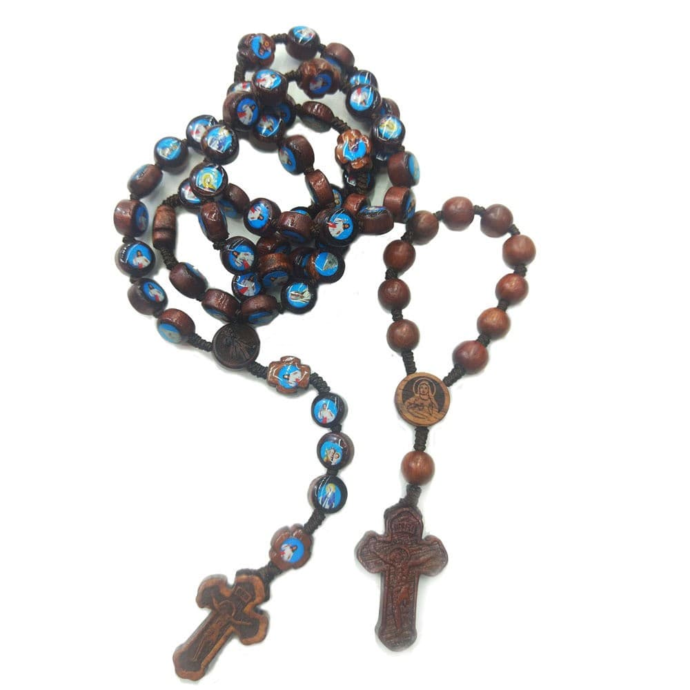 Saint Image Cross Tabletop Statue for a devotional tabletop display