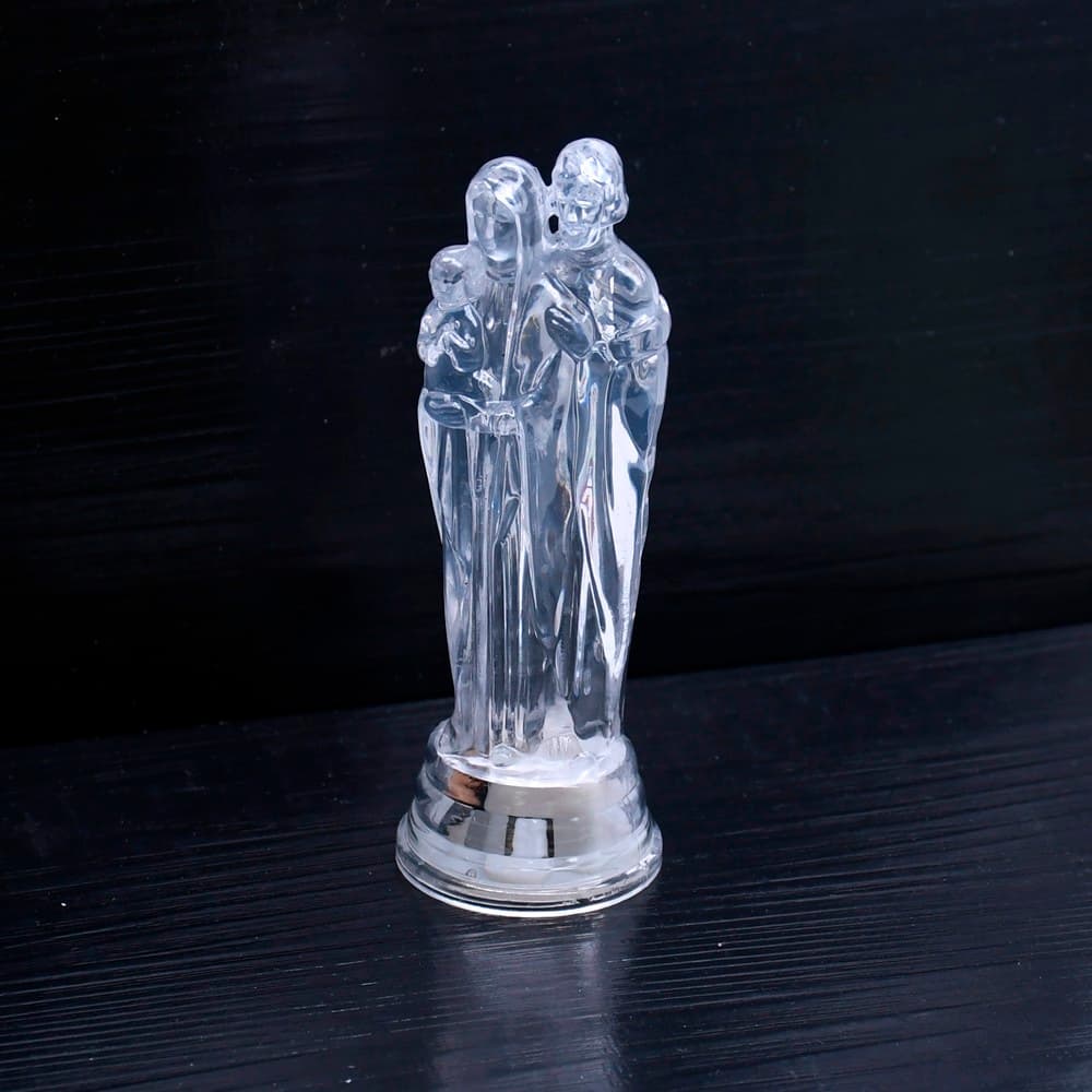 Illuminated Holy Family Tabletop Statue for a prayer corner display