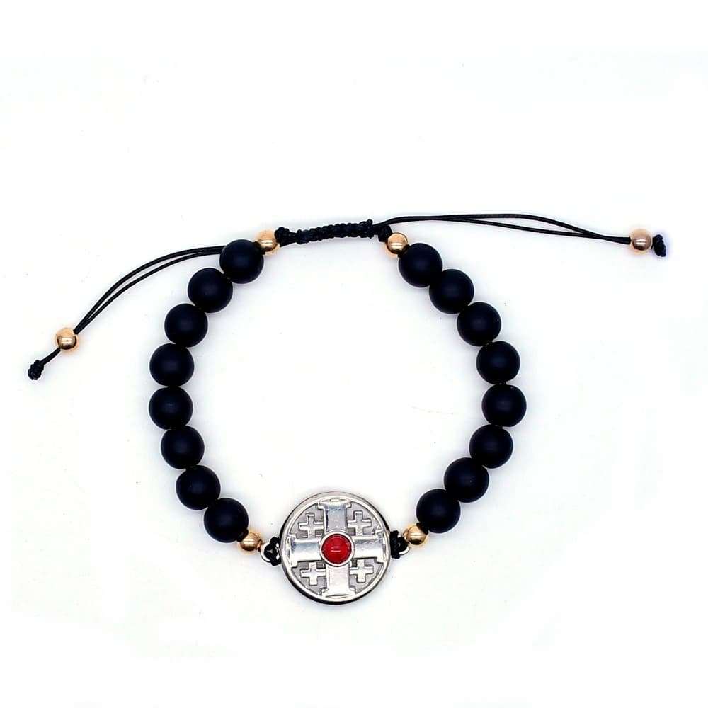 Matte Black Jerusalem Bracelet with woven design