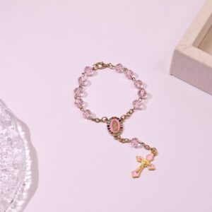 Vintage Alloy Beaded Cross Rosary Bracelet 1