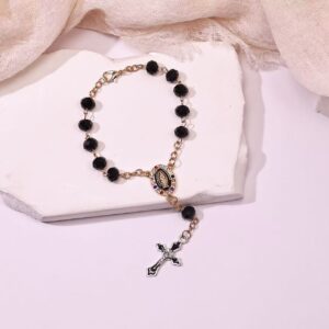 Vintage Alloy Beaded Cross Rosary Bracelet 2