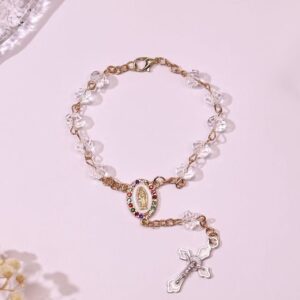 Vintage Alloy Beaded Cross Rosary Bracelet 3