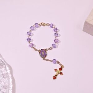 Vintage Alloy Beaded Cross Rosary Bracelet 4